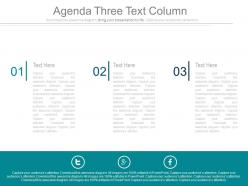 Business agenda three text coloumns powerpoint slides
