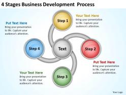 Business analysis diagrams 4 stages development process powerpoint templates
