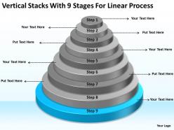 Business analysis diagrams vertical stacks with 9 stages for linear process powerpoint slides