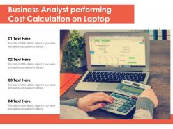 Business analyst performing cost calculation on laptop