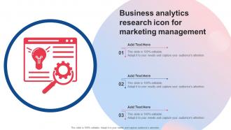 Business Analytics Research Icon For Marketing Management