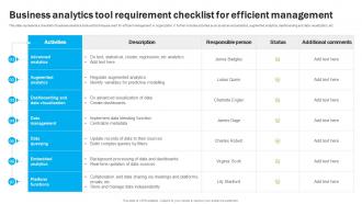 Business Analytics Tool Requirement Checklist For Efficient Management