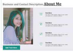 Business and contact description about me infographic template