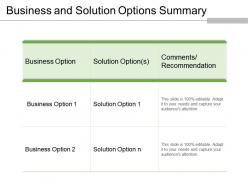 Business and solution options summary powerpoint slide show