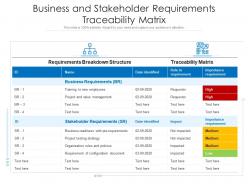 Business and stakeholder requirements traceability matrix