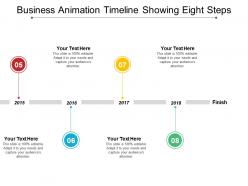 Business animation timeline showing eight steps