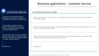 Business Applications Customer Service Natural Language Processing Applications IT
