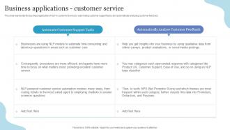 Business Applications Customer Service NLP Ppt Powerpoint Presentation Styles Graphics Tutorials