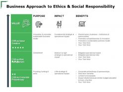 Business approach to ethics and social responsibility impact ppt powerpoint presentation