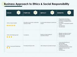 Business approach to ethics and social responsibility value ppt slides