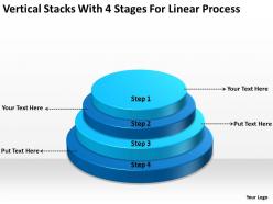 Business Architecture Diagrams Stacks With 4 Stages For Linear Process Powerpoint Templates