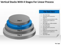 Business architecture diagrams stacks with 4 stages for linear process powerpoint templates