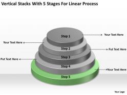 Business architecture diagrams stacks with 5 stages for linear process powerpoint templates