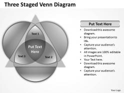 Business architecture diagrams three staged venn powerpoint templates 0515