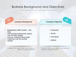 Business background and objectives