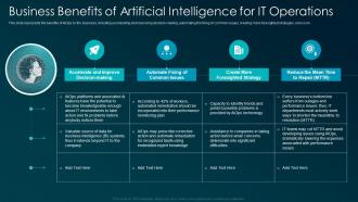 Business benefits of artificial intelligence for IT operations ppt themes