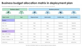 Business Budget Allocation Matrix In Deployment Plan