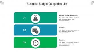 Business budget categories list ppt powerpoint presentation file ideas cpb