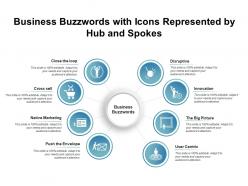Business buzzwords with icons represented by hub and spokes
