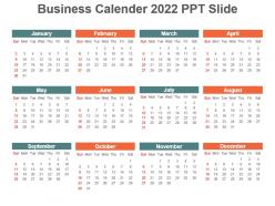 Business calender 2022 ppt slide