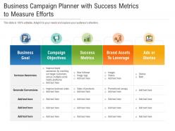 Business campaign planner with success metrics to measure efforts