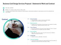 Business card design services proposal statement of work and contract ppt powerpoint grid