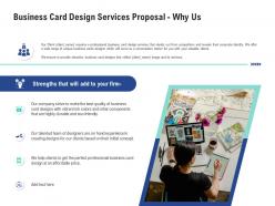 Business card design services proposal why us ppt powerpoint presentation infographics