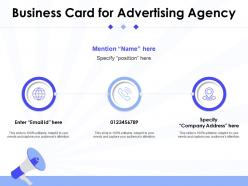 Business card for advertising agency infographic template