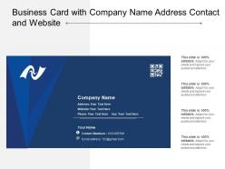 Business card with company name address contact and website