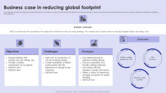 Business Case In Reducing Global Footprint