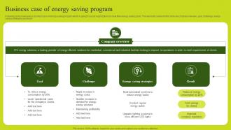 Business Case Of Energy Saving Program