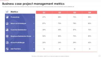Business Case Project Management Metrics