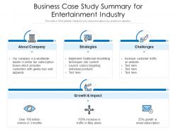 Business case study summary for entertainment industry