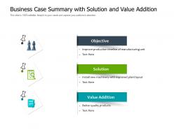 Business case summary with solution and value addition