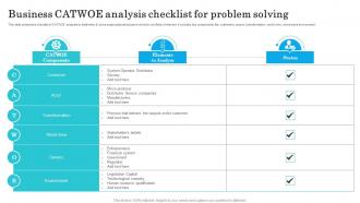 Business CATWOE Analysis Checklist For Problem Solving