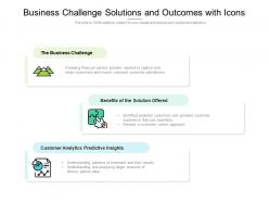 Business challenge solutions and outcomes with icons