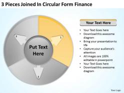 Business charts examples 3 pieces joined iin circular form finance powerpoint slides
