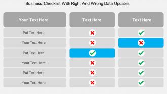 Business checklist with right and wrong data updates flat powerpoint design