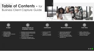 Business Client Capture Guide For Table Of Contents