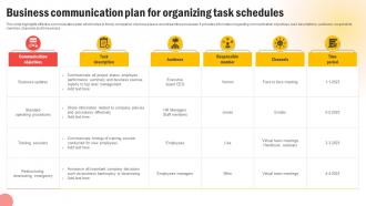 Business Communication Plan For Organizing Task Schedules