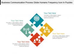 Business communication process globe humans frequency icon in puzzles