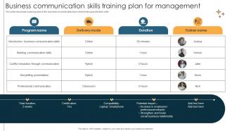 Business Communication Skills Training Plan For Management