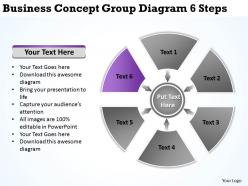Business concept group diagram 6 steps ppt powerpoint slides