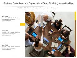 Business consultants and organizational team finalizing innovation plan infographic template