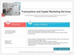 Business consulting advisory services transactions and capital marketing services plan ppt tips
