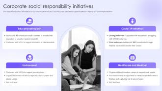 Business Consulting Services Company Profile Corporate Social Responsibility Initiatives