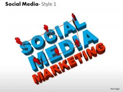 Business consulting social media 3d men connected social media marketing powerpoint slide template