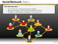 Business consulting social network 3d men figures connected in web powerpoint slide template