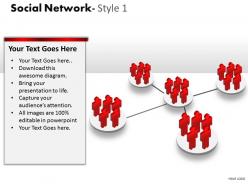 Business consulting social network 3d men team connection showing network powerpoint slide template