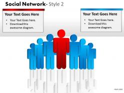 Business consulting social network 3d men team red men showing network powerpoint slide template